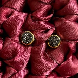 Black and Gold Druzy Studs